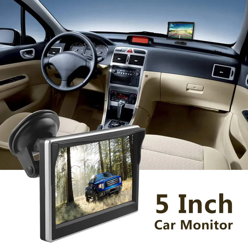 

5 Inch TFT LCD Car Rear View Monitor 480 x 272 HD Digital Color Auto Car Rearview Reverse Monitor Support VCD DVD GPS Camera