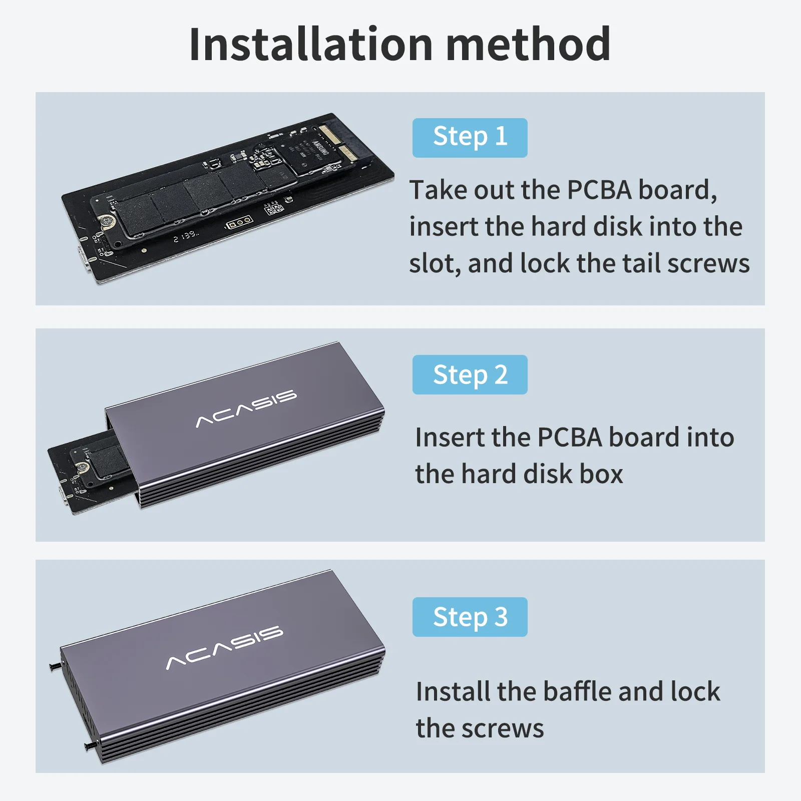 Корпус для SSD ACASIS USB C 3 2 подходит M.2 Nvme 12 + 16 PIN Apple Mac/iMac/MacBook Pro/Air 2013 до 2017 портативный