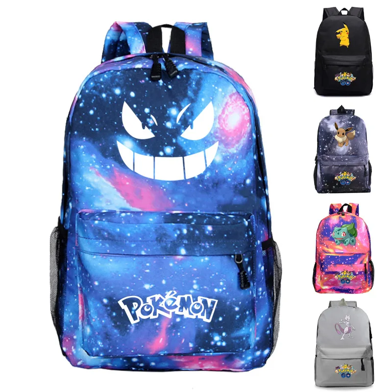 

Pokemon Cartoon Solid Color Backpack Lightning Pikachu Cute Fashion Travel Student Stationery Schoolbag Christmas Gift