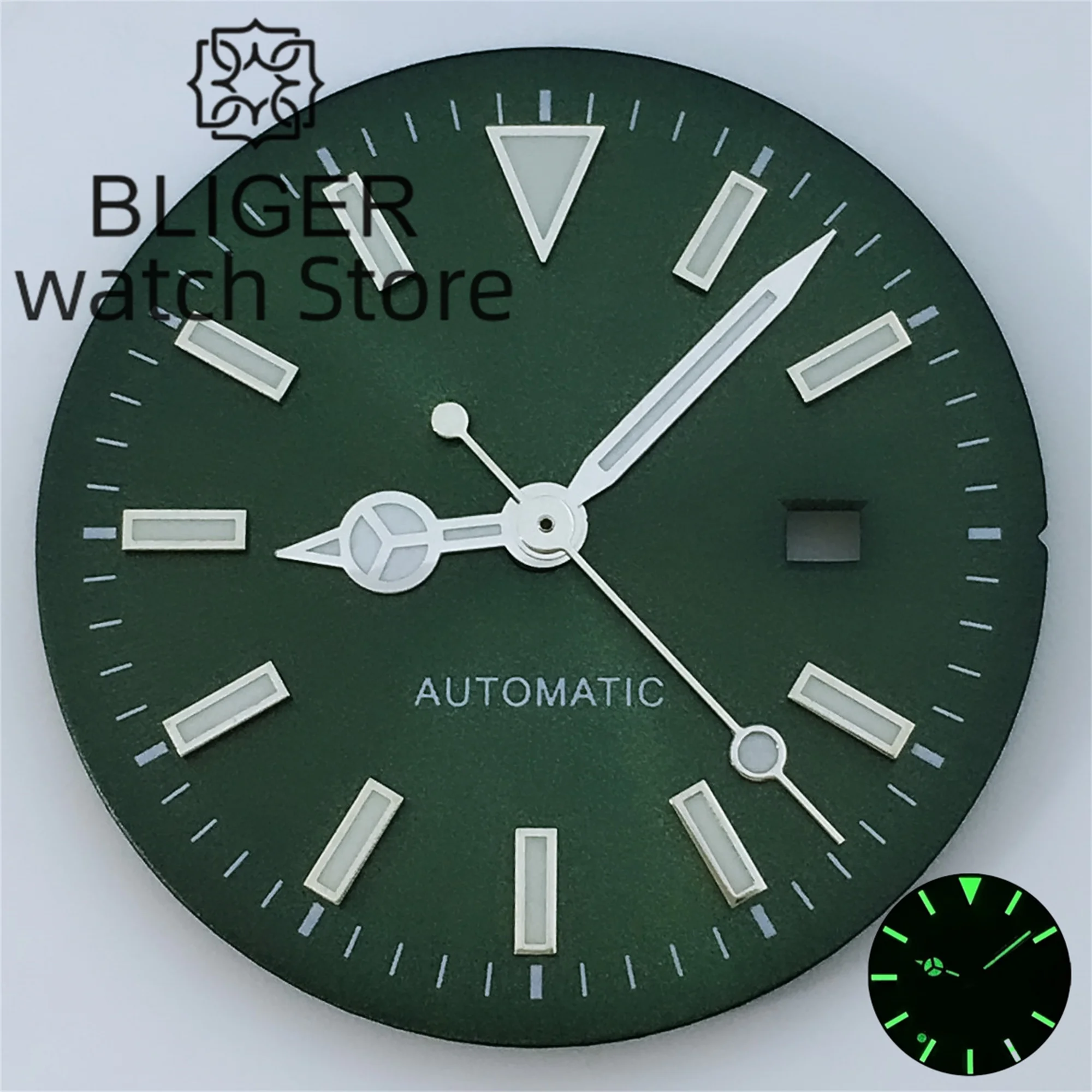 Циферблат для часов BLIGER NH05 24 5 мм с стрелками черный зеленый белый розовый золотой