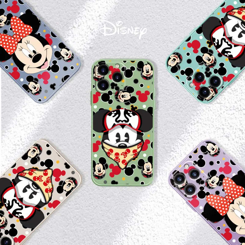 

Thin Design Liquid Case for Apple iPhone 11 12 13 Pro Max XS 7 8 Plus SE 8p Silicone Trend Disney Face Mickey Minnie Mouse