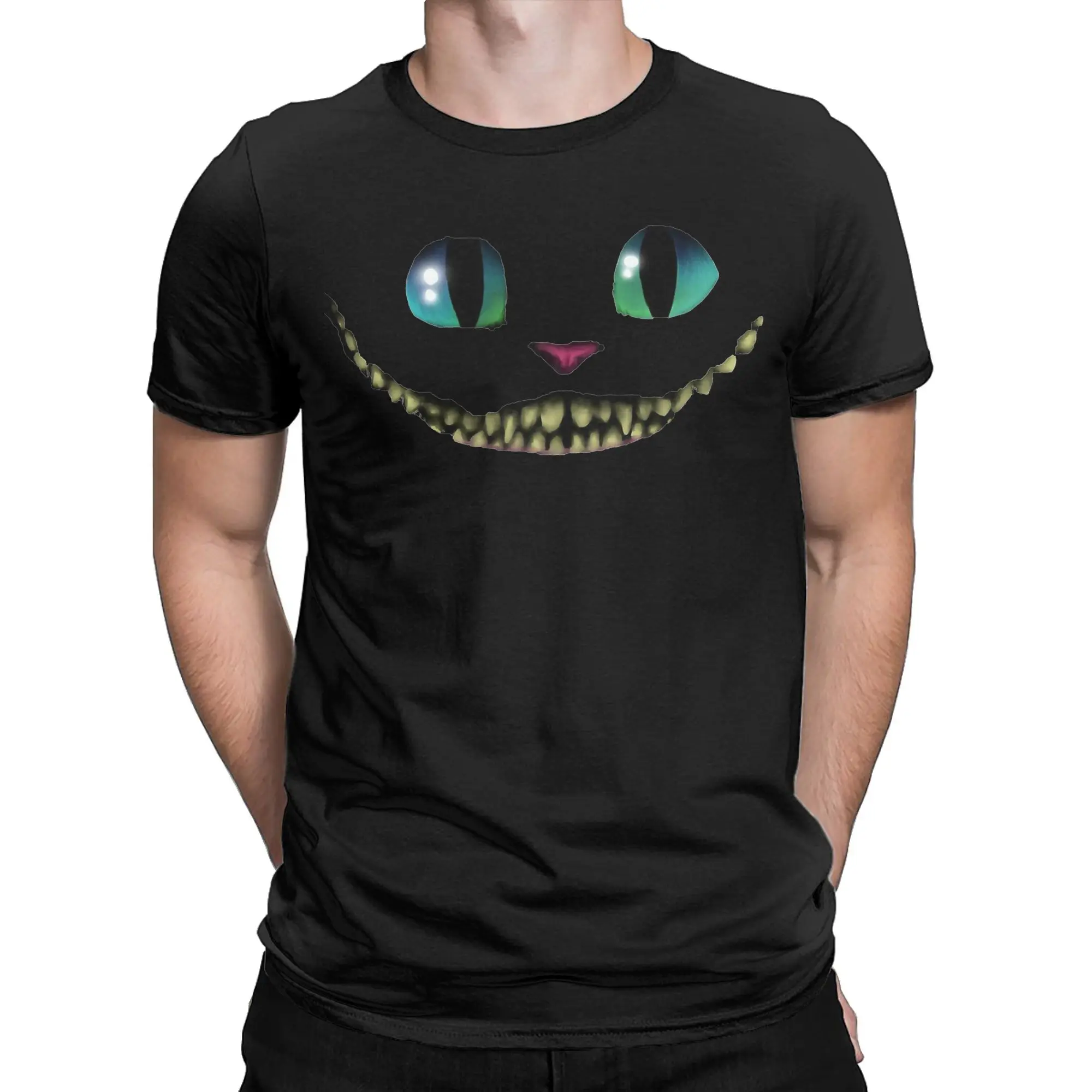 Men Women Print alice in wonderland Cheshire Cat Tee T Shirt 100% Cotton T-shirts Clothing
