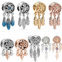 new dreamcatcher pendant bracelet women fine jewelry pulsera accessories diy heart leaf feather tassel charms dream catcher bead