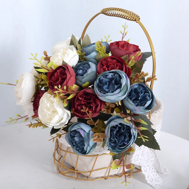 

28CM Peony Flower Artificial Flower Bouquet PU Fake Living Room Decorations Table Wedding Christmas Atmosphere Love Valentine's