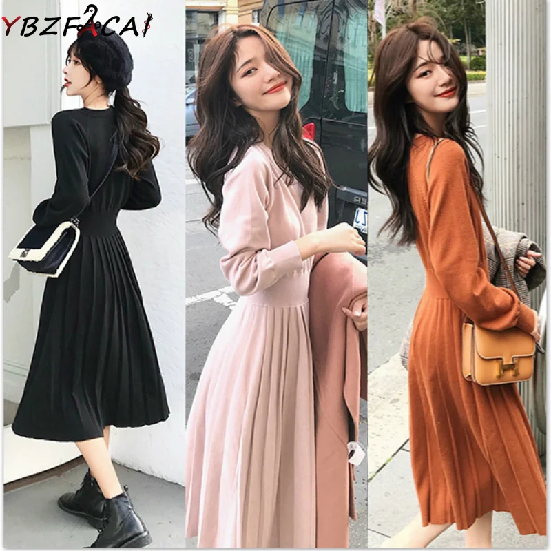 Women Fall New Bottoming Sweater Dress 