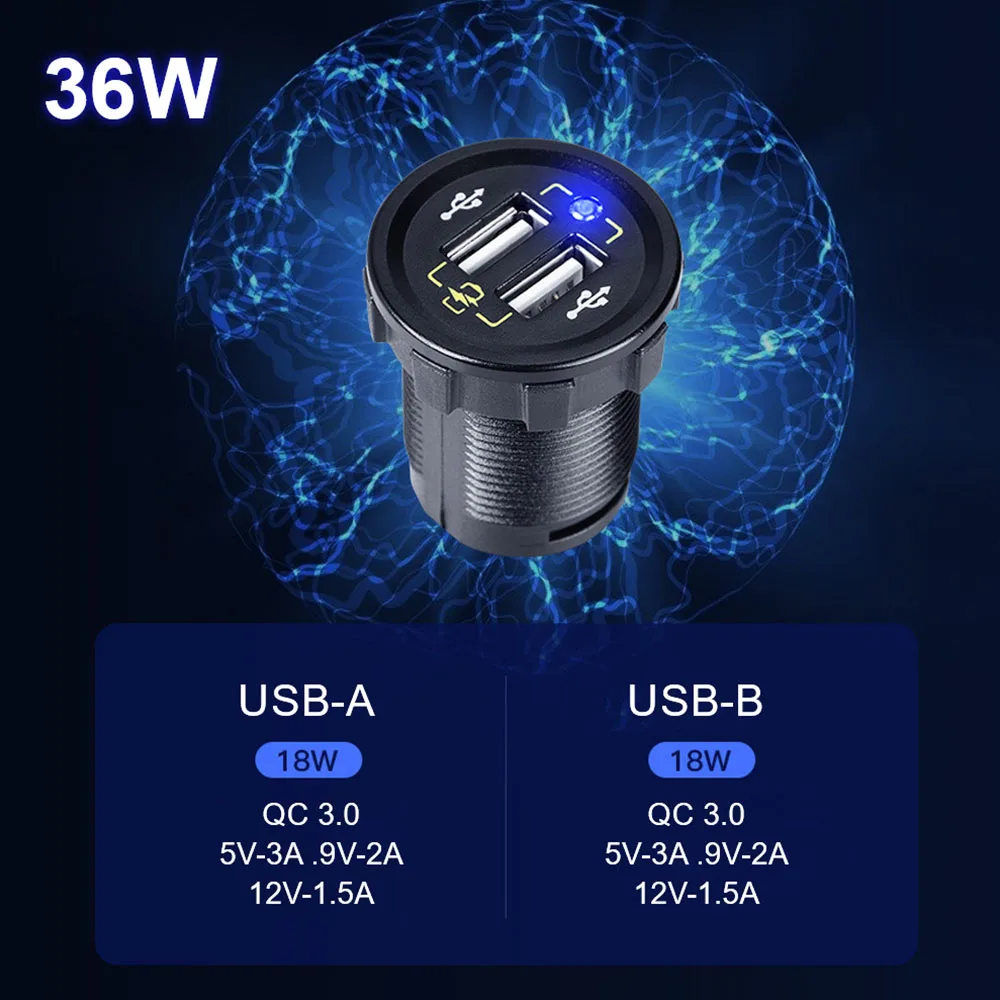 Прикуриватель вольтметр 12-24 В вкл./выкл. Клавишный переключатель QC3.0 быстрое