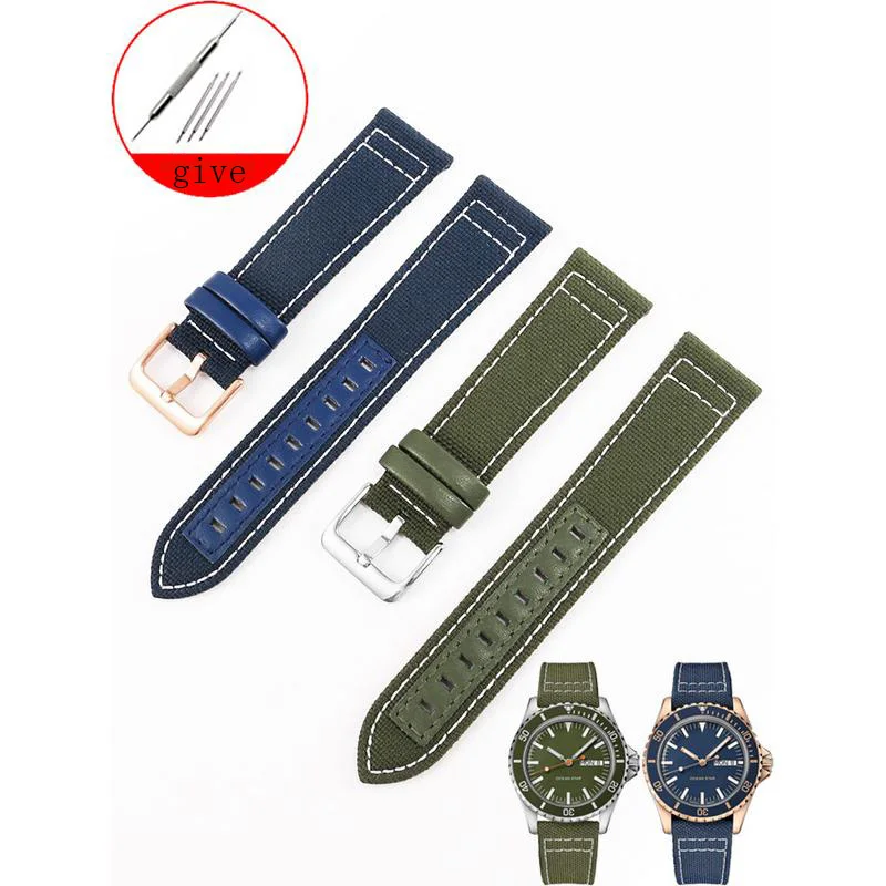 

Blue military green nylon watch band is suitable for m026 830.38 nylon waterproof watch band 21mm