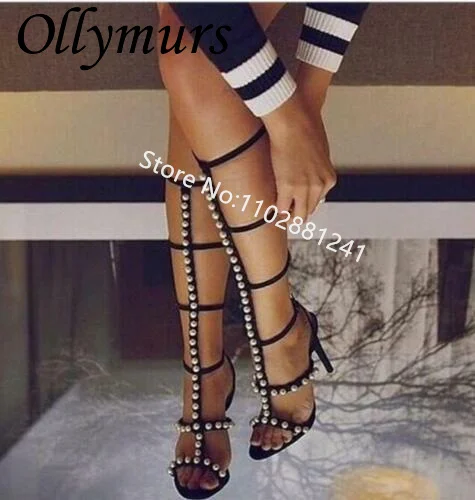 

Ollymurs Cut out Pearl Sandals womens high heels sandals-boots shoes plus size black pump