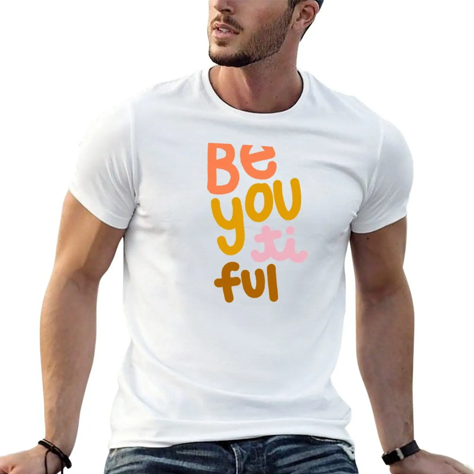 Фото Футболка BE YOU TIFUL, хлопковая рубашка с короткими рукавами для активного спорта №1