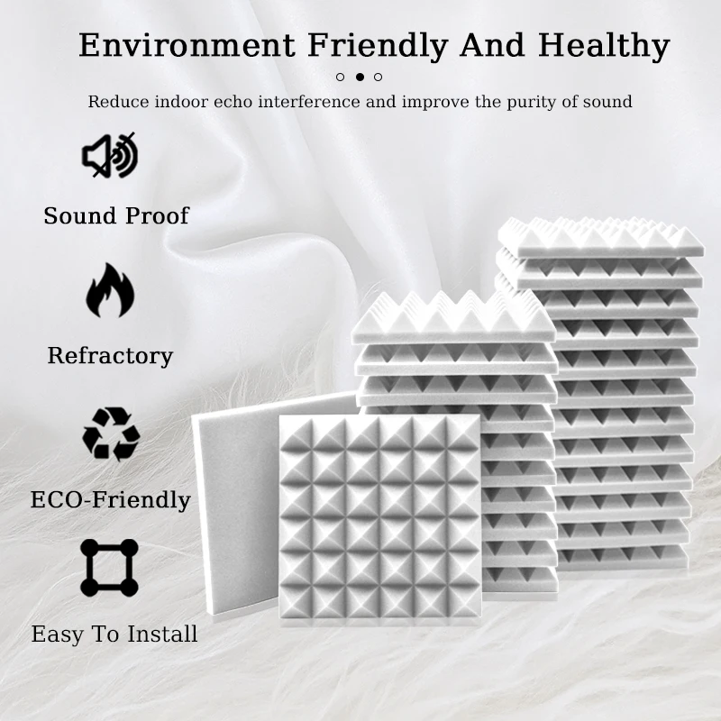 Акустическая пена TOUO Pyramid 6/12/24 шт. Звукопоглощающий звукоизоляционный материал