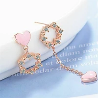 heart dangle stud earrings women rose gold pink 925 sterling silver jewellery uk