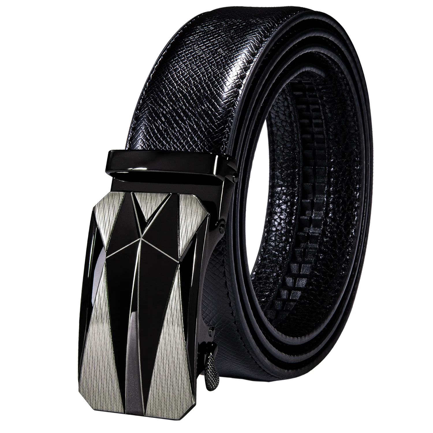 Designer Luxury Black Genuine Leather Mens Belts Automatic Buckles Ratchet Vintage Waistband Belt for Men Jeans Dress Suit Gift