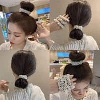 ladies pearl multicolor beads hair tie elastic hair rope simple metal sheets scrunchies ponytail headdress for women accessories