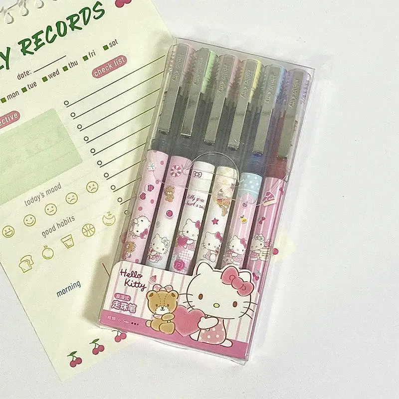 

Kawaii Sanrios Pen Cute Hellokittys Kuromi My Melody Cartoon Straight Liquid Roller Ball Signature Pen Stationery for Kids Gifts