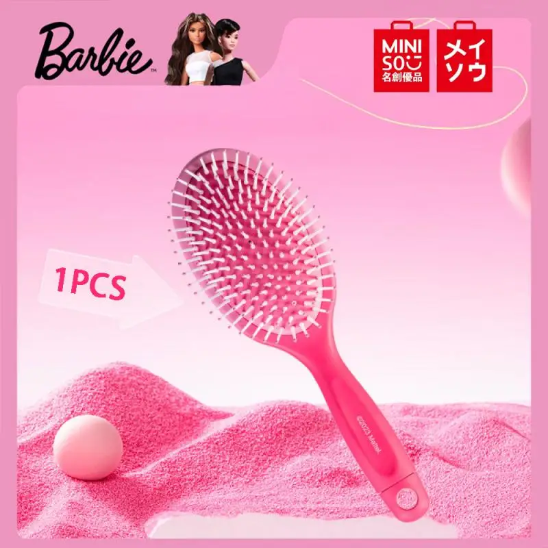 

Popular Miniso Barbie Peripheral Kawaii Pink Quicksand Airbag Massage Comb Girls Y2K High Quality Anti-Static Air Cushion Comb