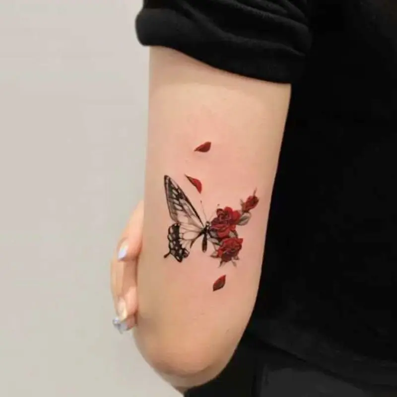 

Временные татуировки-наклейки с бабочкой до ключиц, индивидуальные искусственные татуировки для девушек и женщин Y2k, татуировки с животными