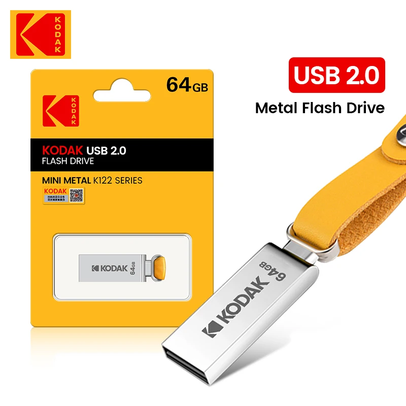 20pcs KODAK K122 Metal USB Flash Drive 64GB Memory stick pen drive USB2.0 pendrive High Flash Disk 64gb U Disk memoria Free gift