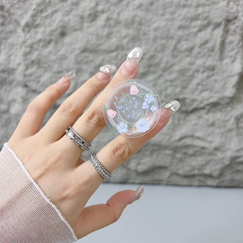 Розетка Grip Tok, акриловый клей, материал, прозрачная складная подставка, держатель для телефона с цветочным узором, складная ручка для телефона