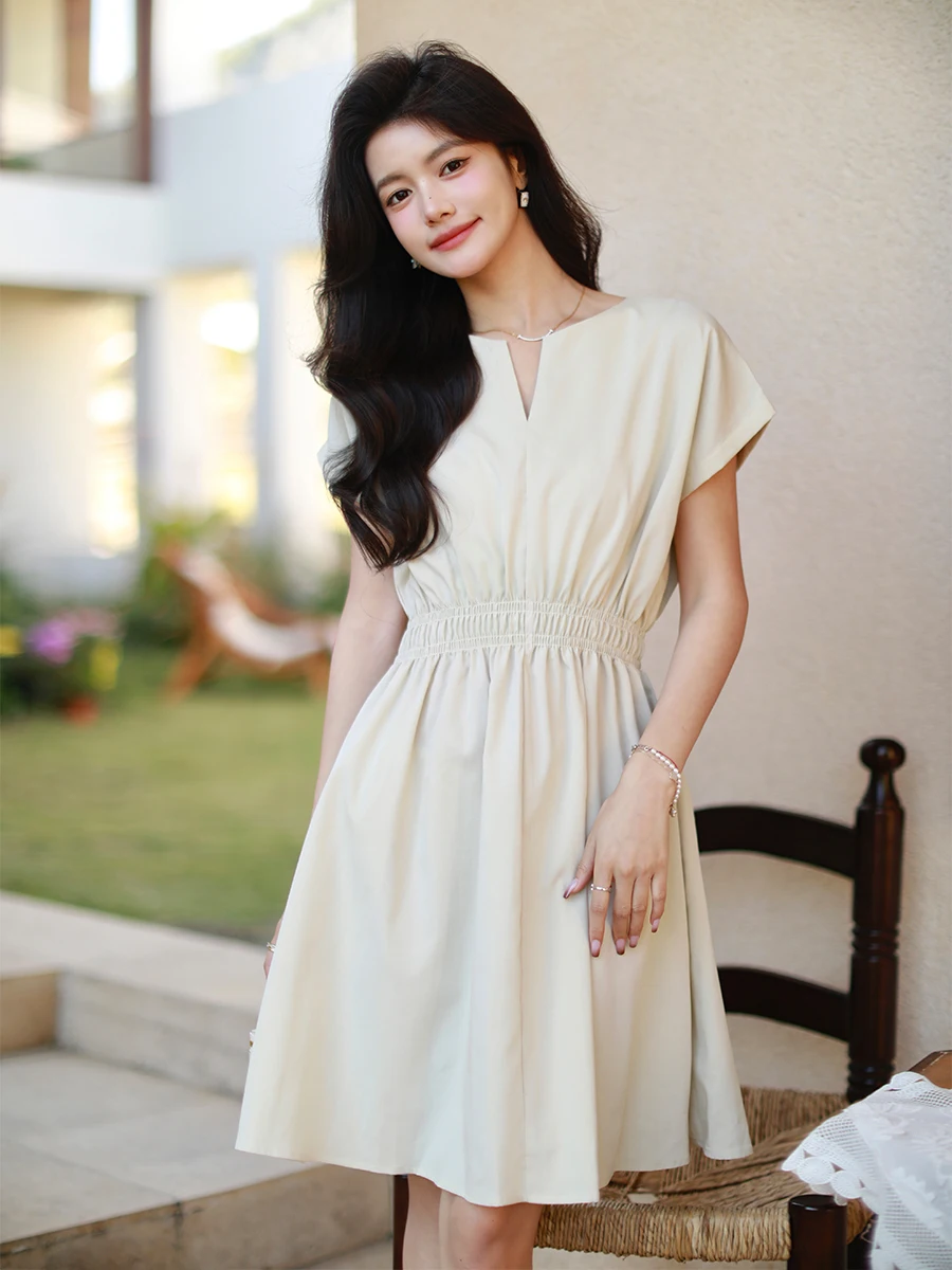 Женское летнее платье Coigarsam новинка 2024 Короткие однотонные платья с коротким