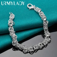 urmylady 925 sterling silver buckle charm chain bracelet for women man engagement wedding fashion jewelry