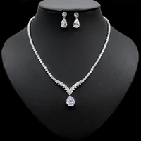 funmode 2pcs luxury nigerian jewelry set for women wedding cubic zircon dubai bridal necklace earring set fs280