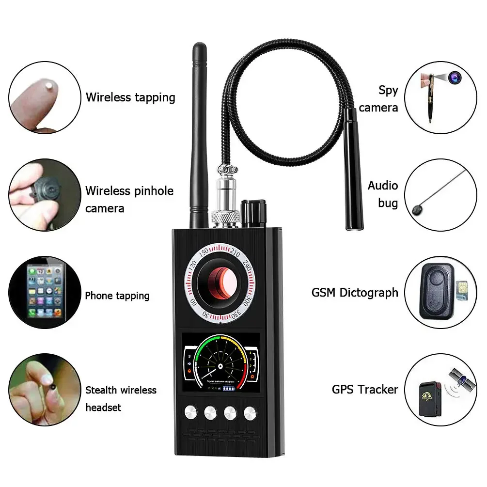 Фото Детектор скрытых камер K68, беспроводных RF-сигналов, GSM-жучков, устройств для прослушивания, GPS-трекеров для автомобилей, детектор RF-устройств. №4