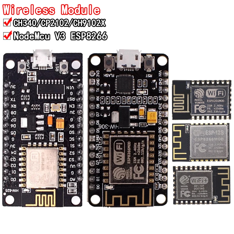 Беспроводной модуль CH340/CP2102/CH9102X NodeMcu V3 V2 Lua WIFI Интернет вещей, макетная плата на основе ESP8266 ESP-12E