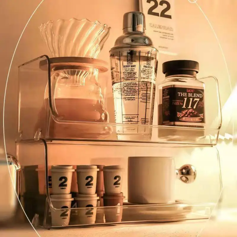 

Creative Transparent Acrylic Jewelry Organizer Case Cosmetics Storage Tea Bag Storage Basket Space Saving Makeup Organizer