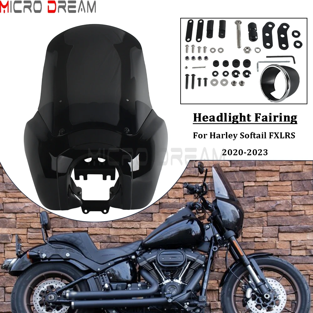 

Обтекатель передней фары мотоцикла для Harley Softail Low Rider S 114 117 FXLRS 2020-2023 годов с крышкой фары, лобовое стекло 15 дюймов