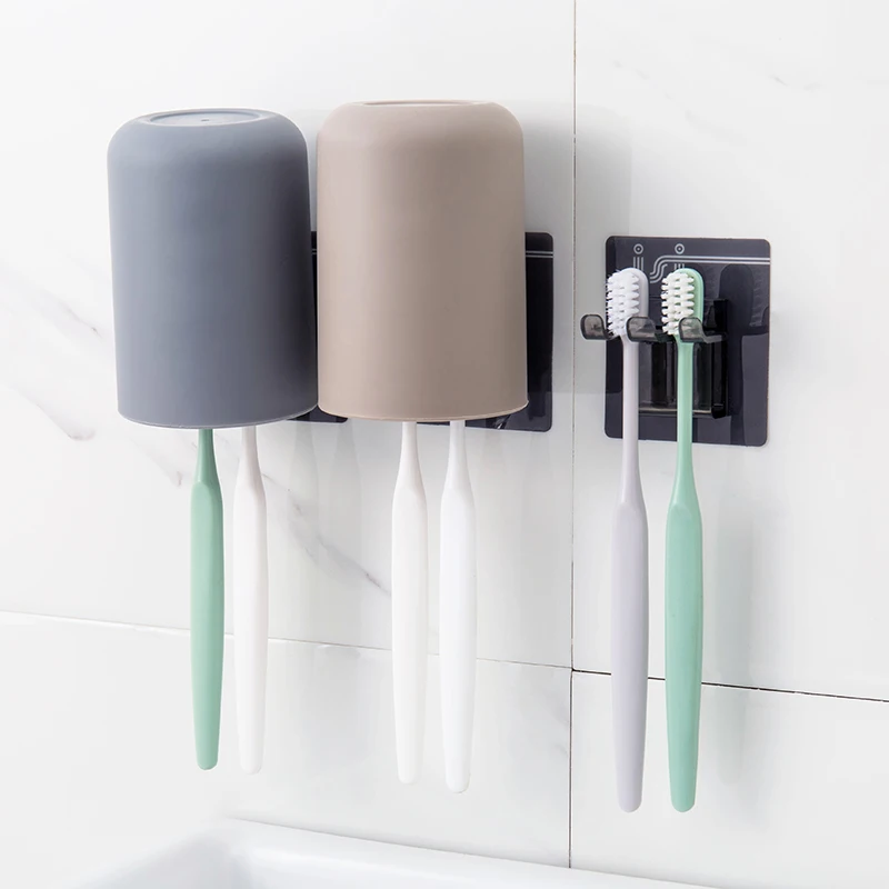 

Creative Toothbrush Holder Simple Water Cup Toothbrush Storage Holder Wall Bathroom Brushing Cups Rack Bathroom Products