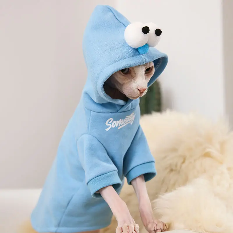 

Cure cotton warm Sphynx Cat Outfits velvet thickening Fall winter coat Kitty sweater cotton clothes Sphinx hairless cat clothes