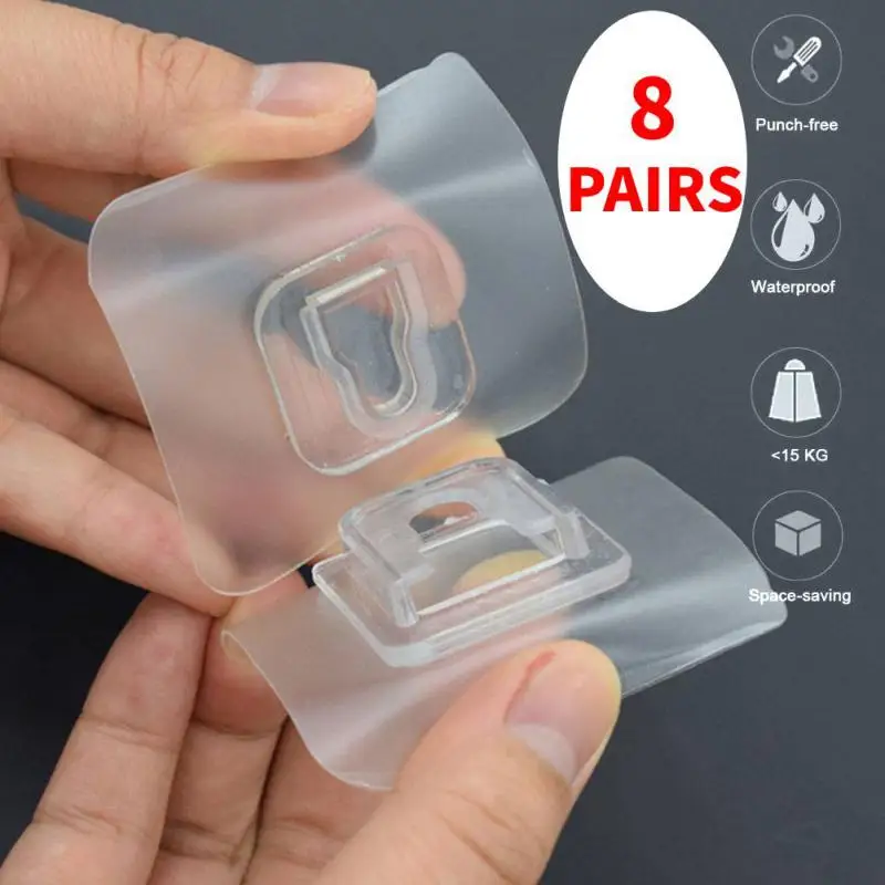 

Double-Sided Adhesive Wall Hooks Strong Transparent Suction Cup Sucker Wall Hanger Kitchen Bathroom Multi-Purpose Storage Hook