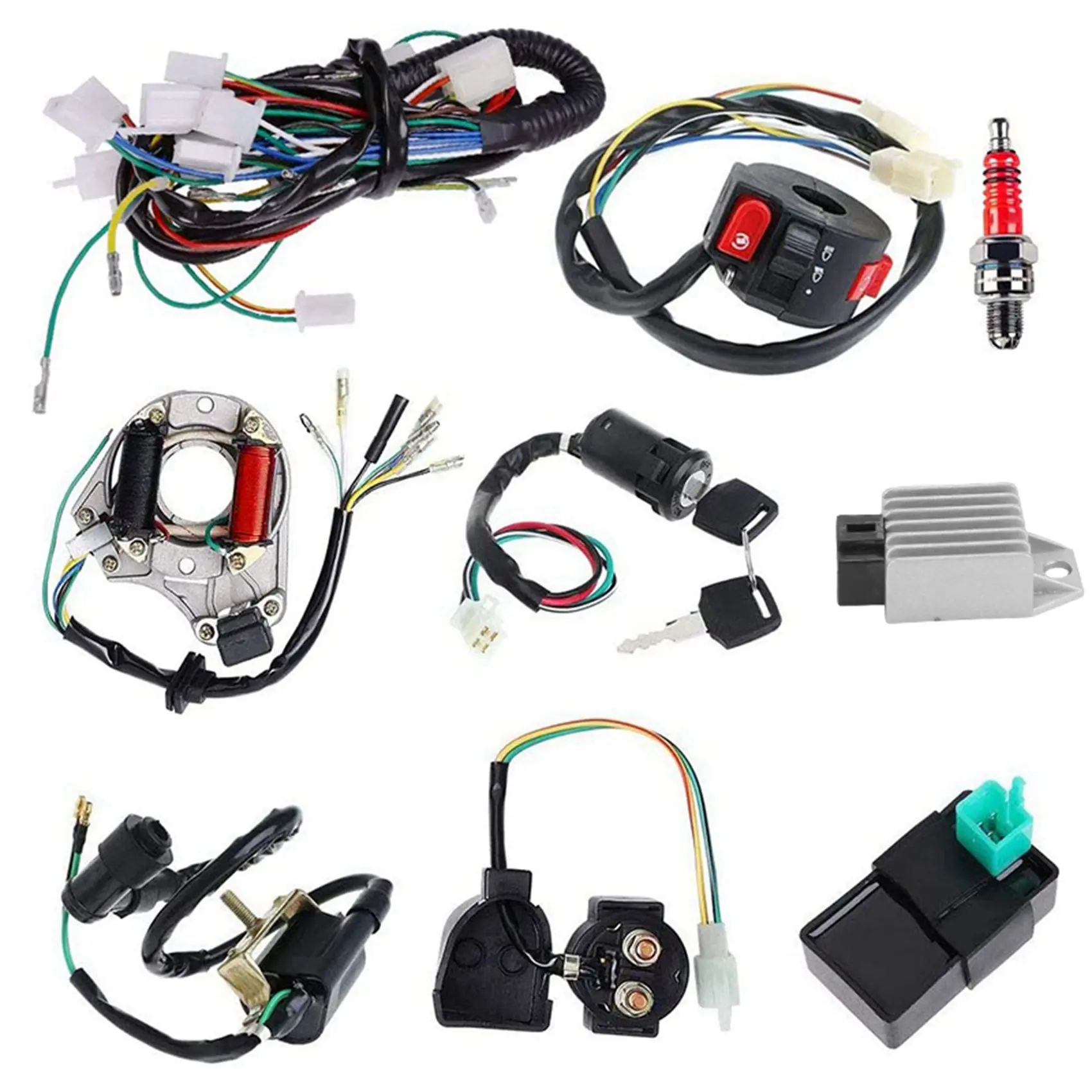 

Electrics Stator Coil CDI Wiring Harness Solenoid Relay for 4Stroke ATV 50Cc 70Cc 110Cc 125Cc Pit Quad Dirt Bike Go Kart