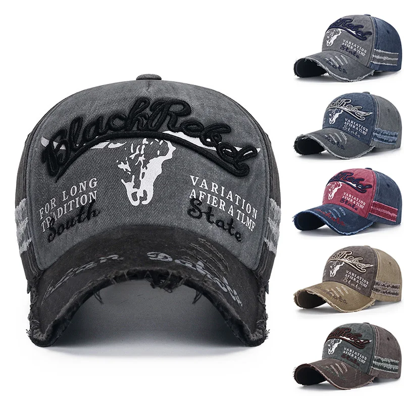 

2022 New Fashion Unisex Demin Baseball Caps Women's Hip Hop Caps Hole Letters Cap for Men Outdoor Dad Cap Adjustable gorras