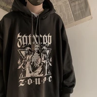 deeptown gothic streetwear printed black oversize hoddie women punk harajuku hip hop sweatshirt female pullover mall goth tops