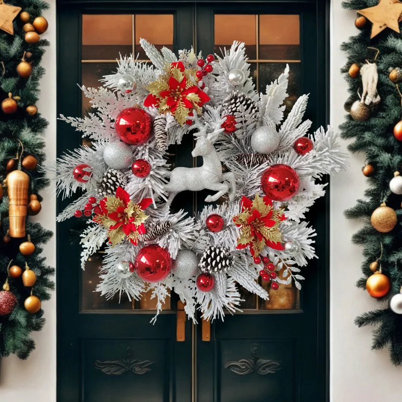 

Christmas Wreath Outdoor Xmas Decorations Signs Home Garden Office Porch Front Door Hanging Garland 2023 New Year Decor