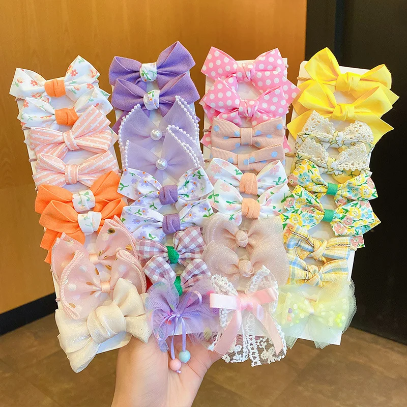 

Children's Rubber Band Baby Girls Fabric Flower Bow Does Not Hurt Hair Cute Rubber Band Ponytail Headdress Wholesale