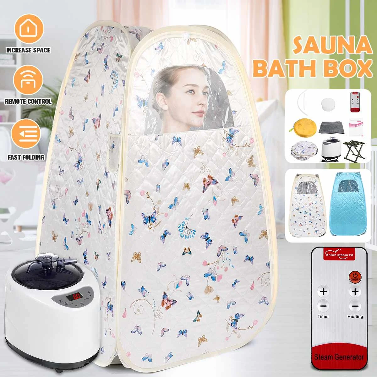 

1200W 2.6L Sauna Generator Sauna Tent For SPA Room Portable STEAM BATH Lose Weight Detox Therapy Steam Folding Sauna Cabin