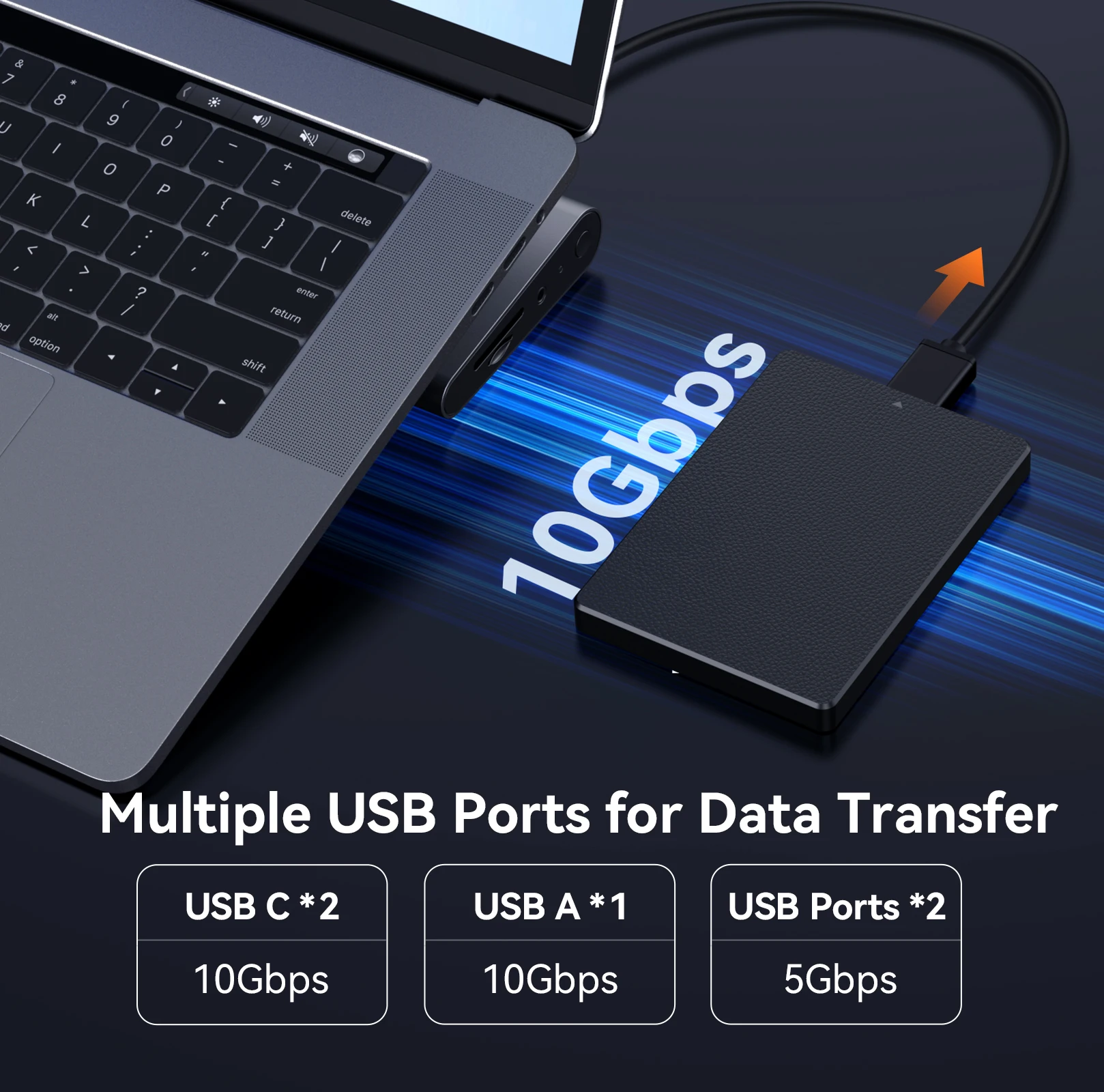 Док-станция TobenONE USB C Подставка для ноутбука Двойной/Тройной монитор 4K с блоком