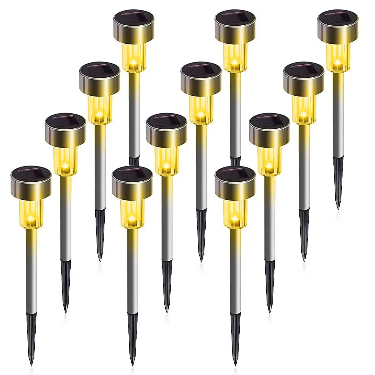 

Solar Lights Outdoor, Stainless Steel Waterproof Outdoor Lights 12Pack, LED Landscape Lighting Outdoor Solar Garden Lights