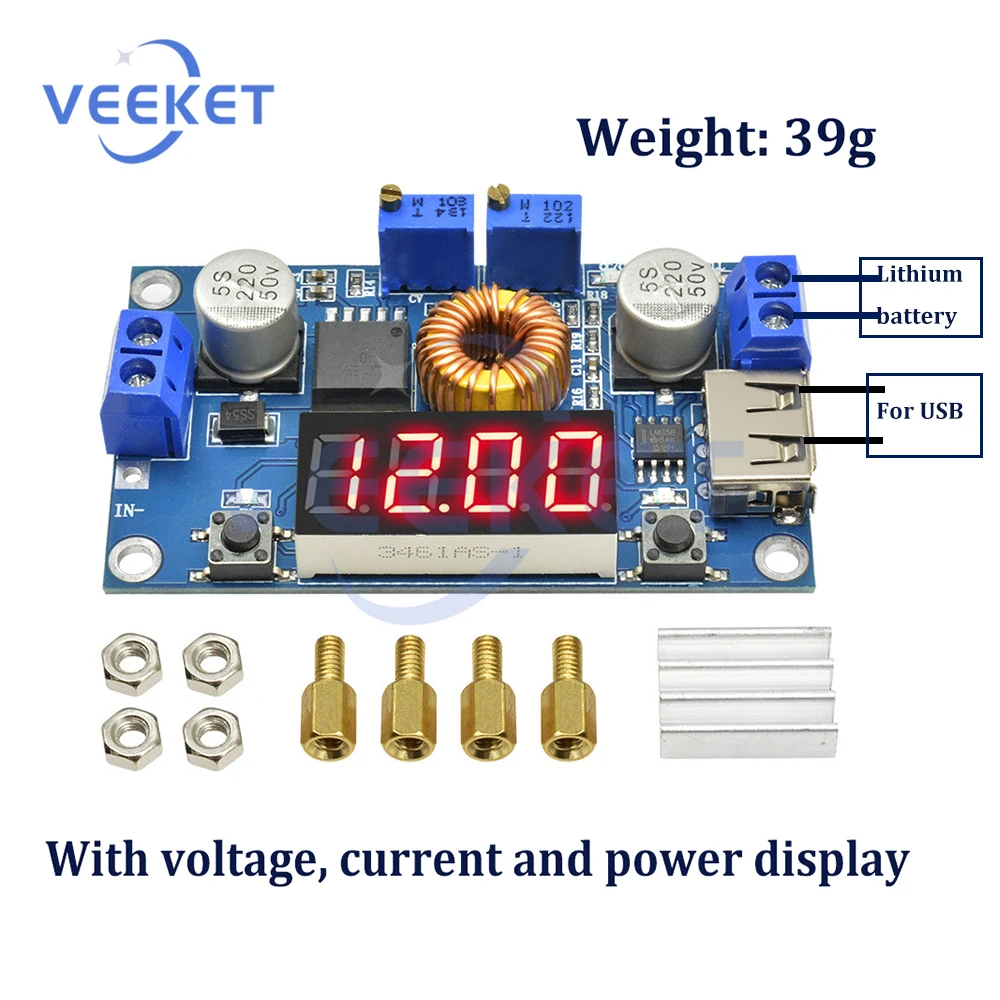 

5A Constant Voltage and Constant Current Step-down Power Supply Module Overcurrent Protection Buck Modules Battery Chargers