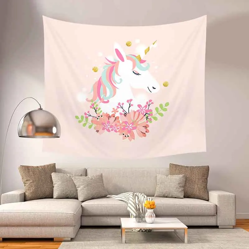 

Rainbow Unicorn Tapestry Home Decor Wall Hanging Cartoon Cute Animals Tapestry Dormitory Living Room Decoration for Kids Girls