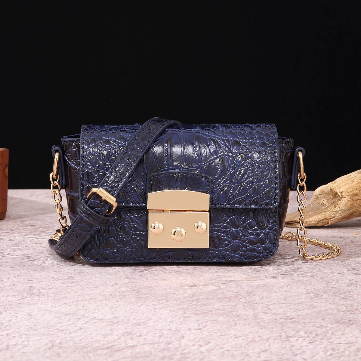 Цветной крокодиловый узор мини-замок флип-сумка для телефона сумка через плечо