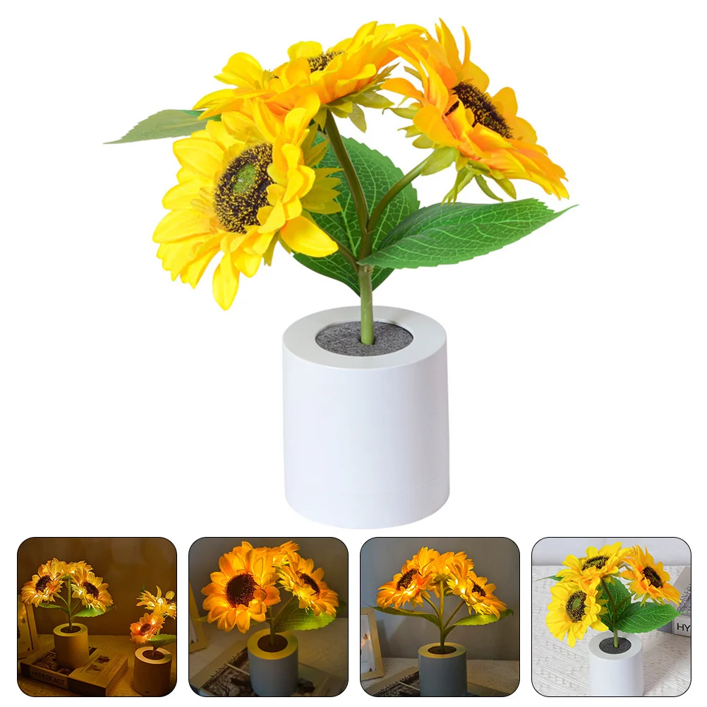 

Ambient Light Girl Mini Artificial Plants Bedside Night Silk Cloth Bedroom Lamp