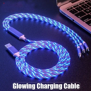3IN1 metal streamer cable is suitable for Apple Android type-C mobile phone one split three fast charging luminous 1