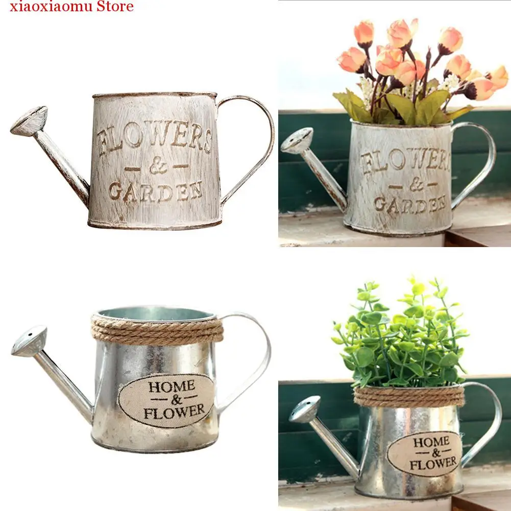 

Vintage Metal Handicraft Watering Flower Arrangement Home Decor Succulents Plant Flowers Pot Bucket Flower Vase Garden Decor