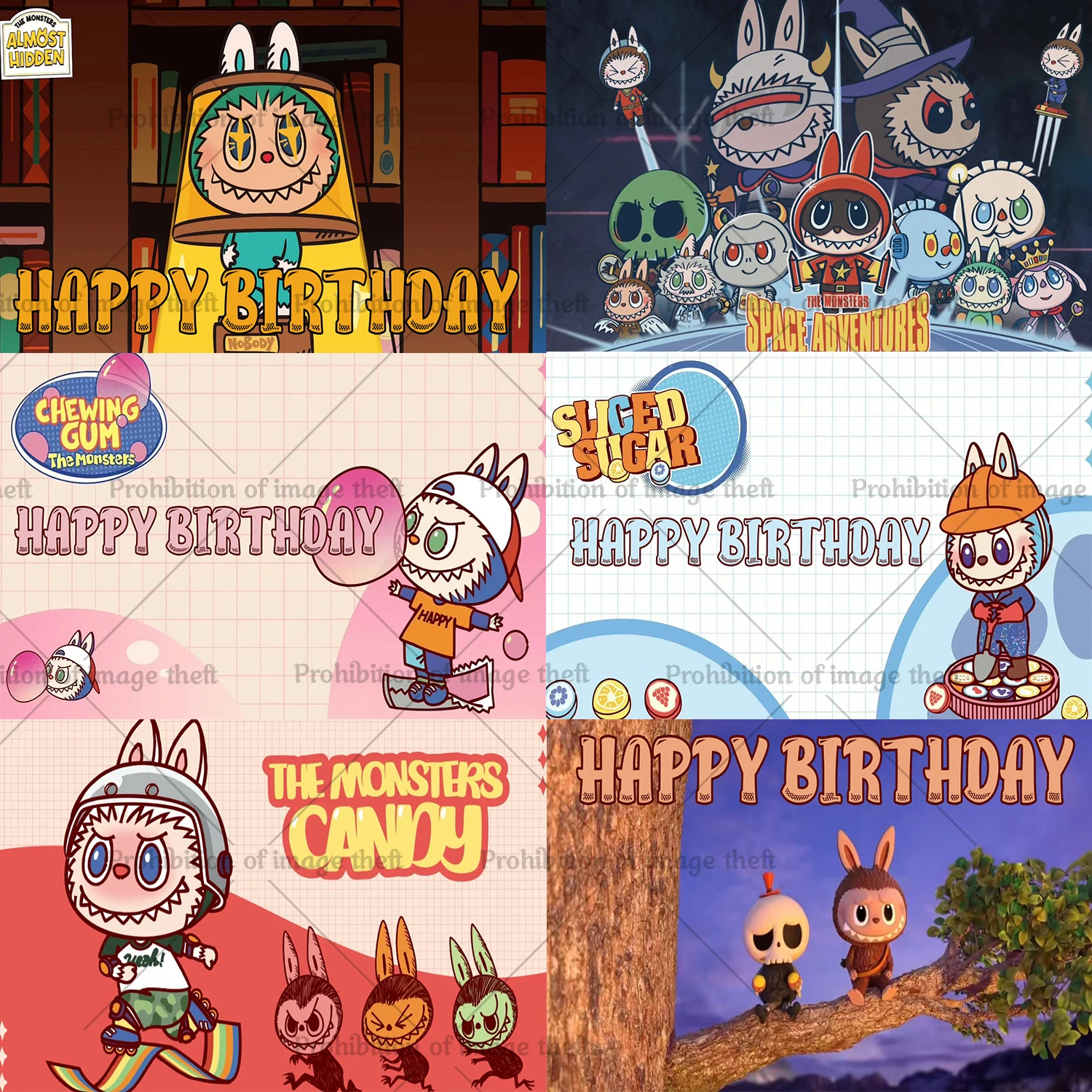 Милый тематический фон L-Labubus для семейных встреч украшение на день рождения