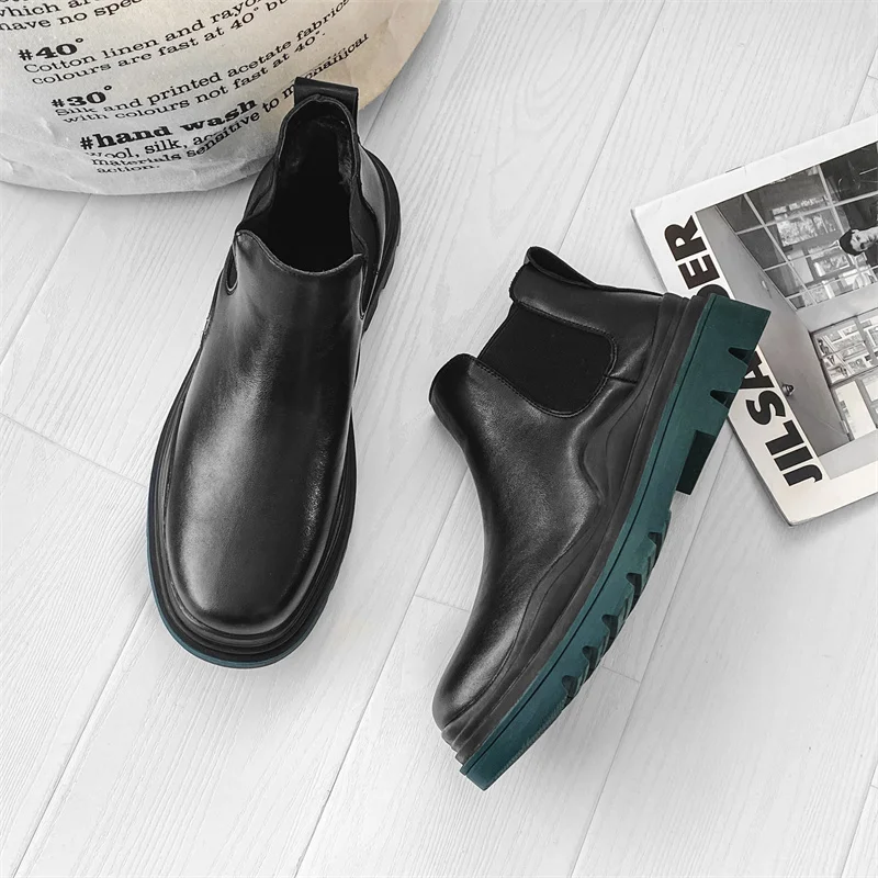 

2022 Hot Men Chelsea Boots Brand Fashion Casual Shoes For Mens Rubber Sole Ankle Boots Men Top Quality Work Boots For Men