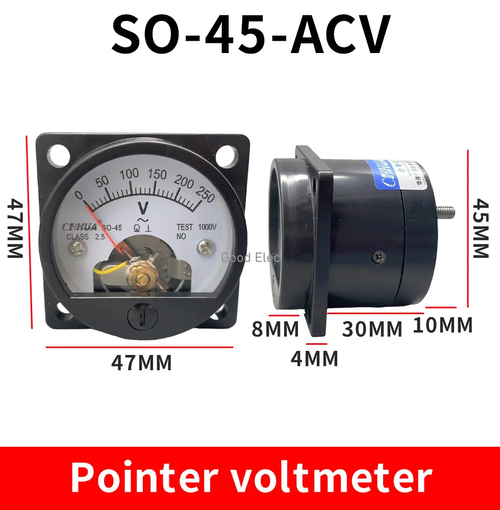 Новый вольтметр SO-45 переменного тока 1 В 2 5 10 15 20 50 100 150 200 300 500 круглый аналоговый