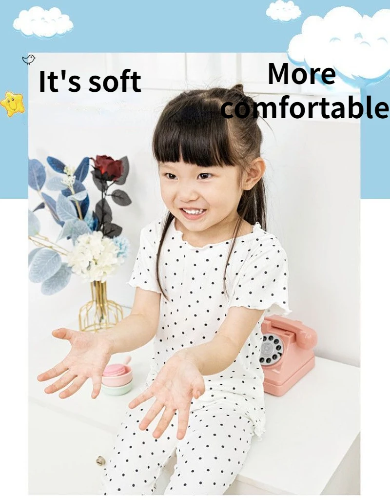 

Brand New Nightgown Floral Suit Baby Full Printed T-shirts Summer 2pcs Toddler Girls Trendy Short Sleeve Pajamas Set Home Wear